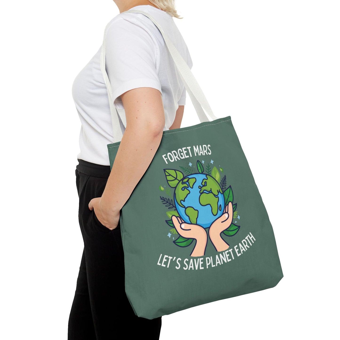 “Forget Mars” Nature Lover Tote Bag - 3 Sizes (Green)