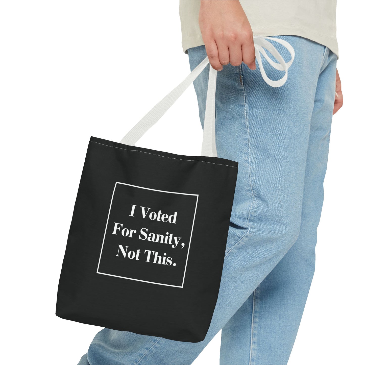 "I Voted for Sanity, Not This." Minimalist Tote Bag – 3 Sizes