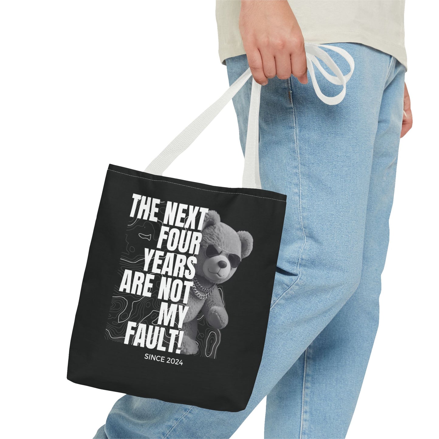 "Not My Fault!" Gangsta Teddy Bear Tote Bag – 3 Sizes - Black