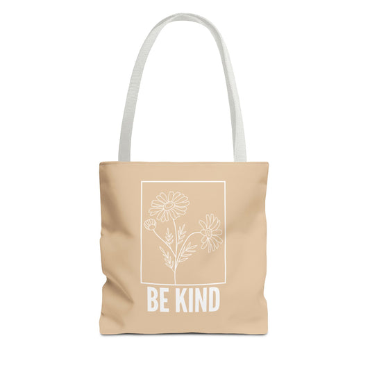 "Be Kind" Minimalist Floral Tote Bag – 3 Sizes