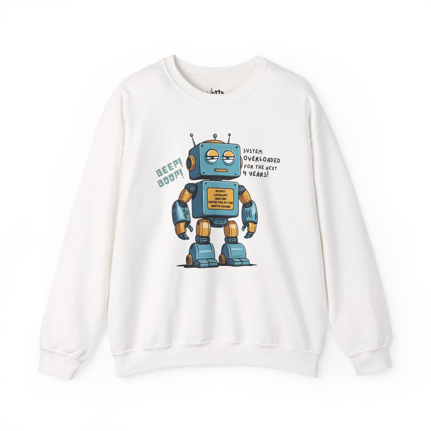 "System Overloaded!" Anti-Corruption Robot Unisex Crewneck Sweatshirt - Available in 6 Colors