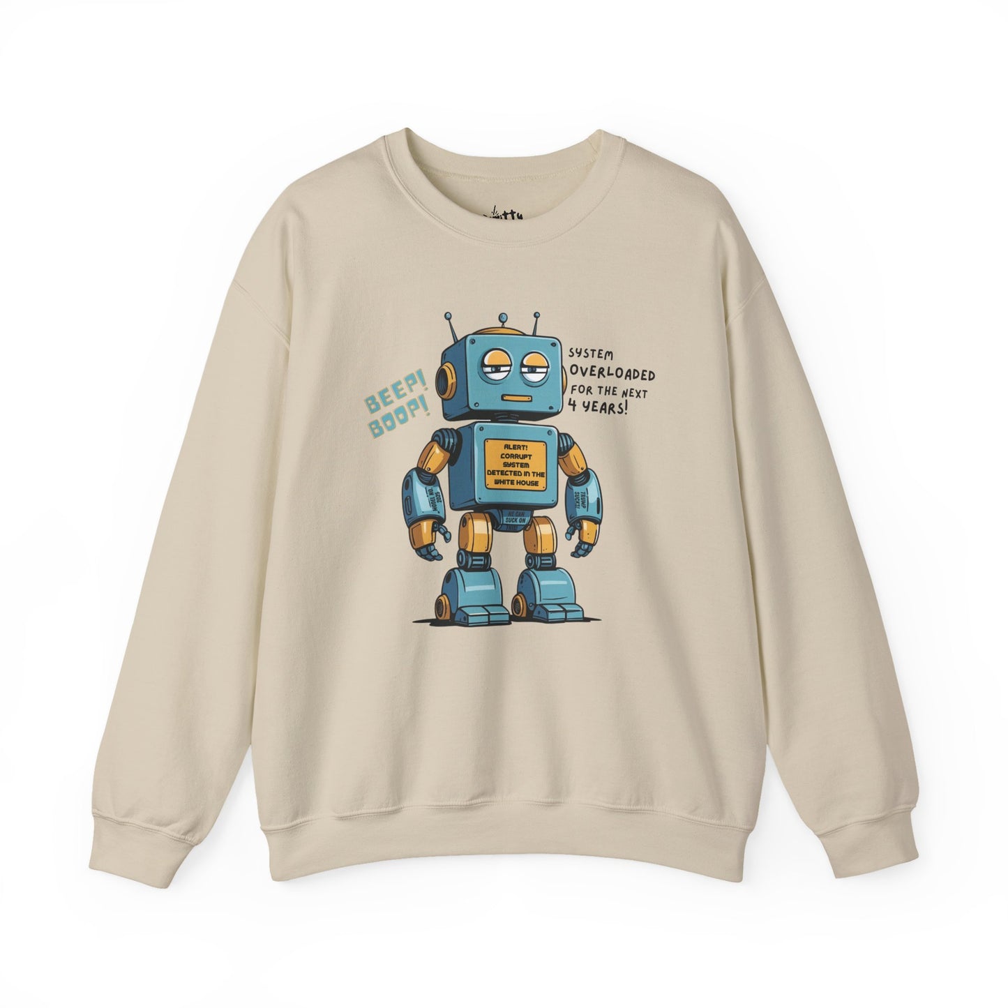 "System Overloaded!" Anti-Corruption Robot Unisex Crewneck Sweatshirt - Available in 6 Colors
