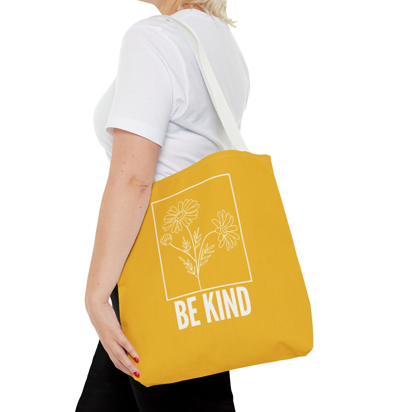 "Be Kind" Minimalist Floral Tote Bag – 3 Sizes