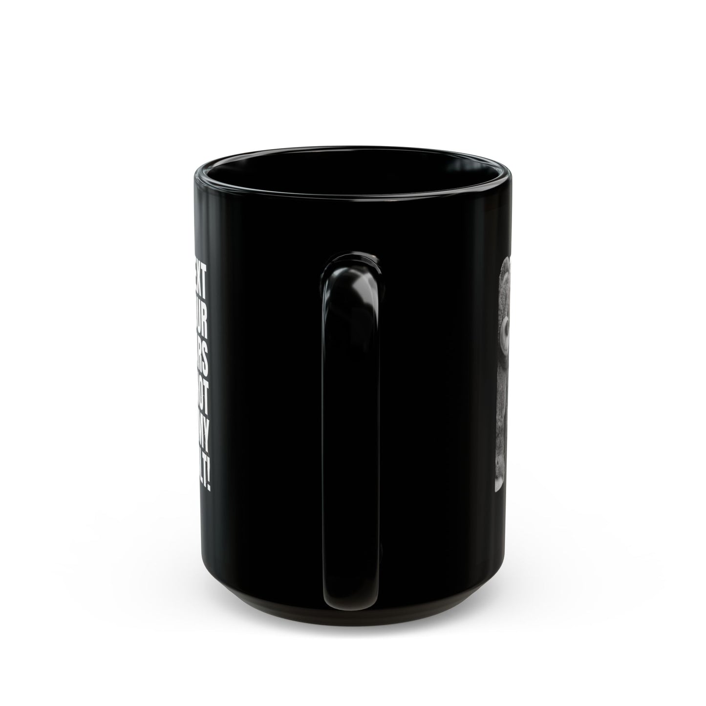 "Not My Fault!" Angry Bear – Black Ceramic Mug (15oz)