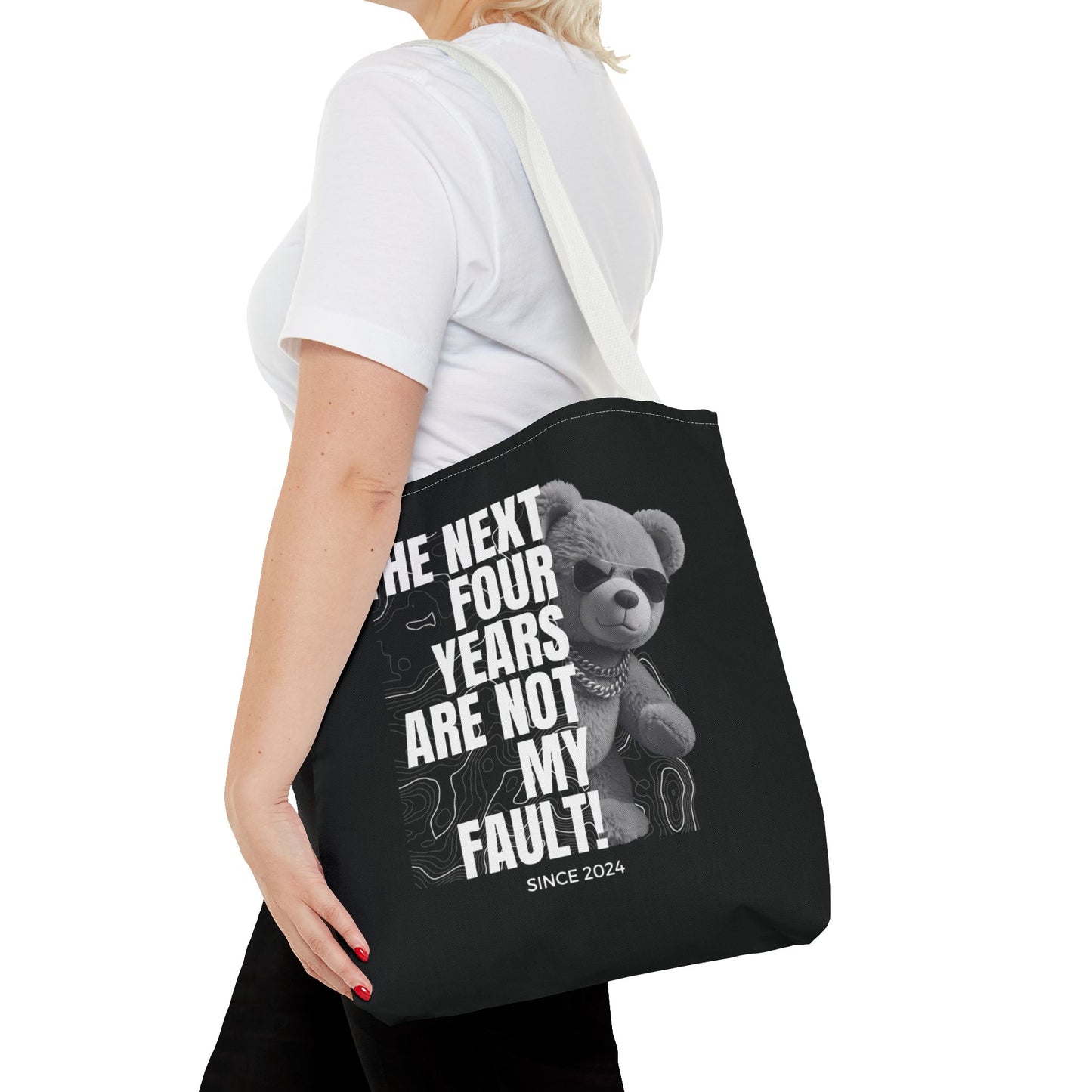 "Not My Fault!" Gangsta Teddy Bear Tote Bag – 3 Sizes - Black