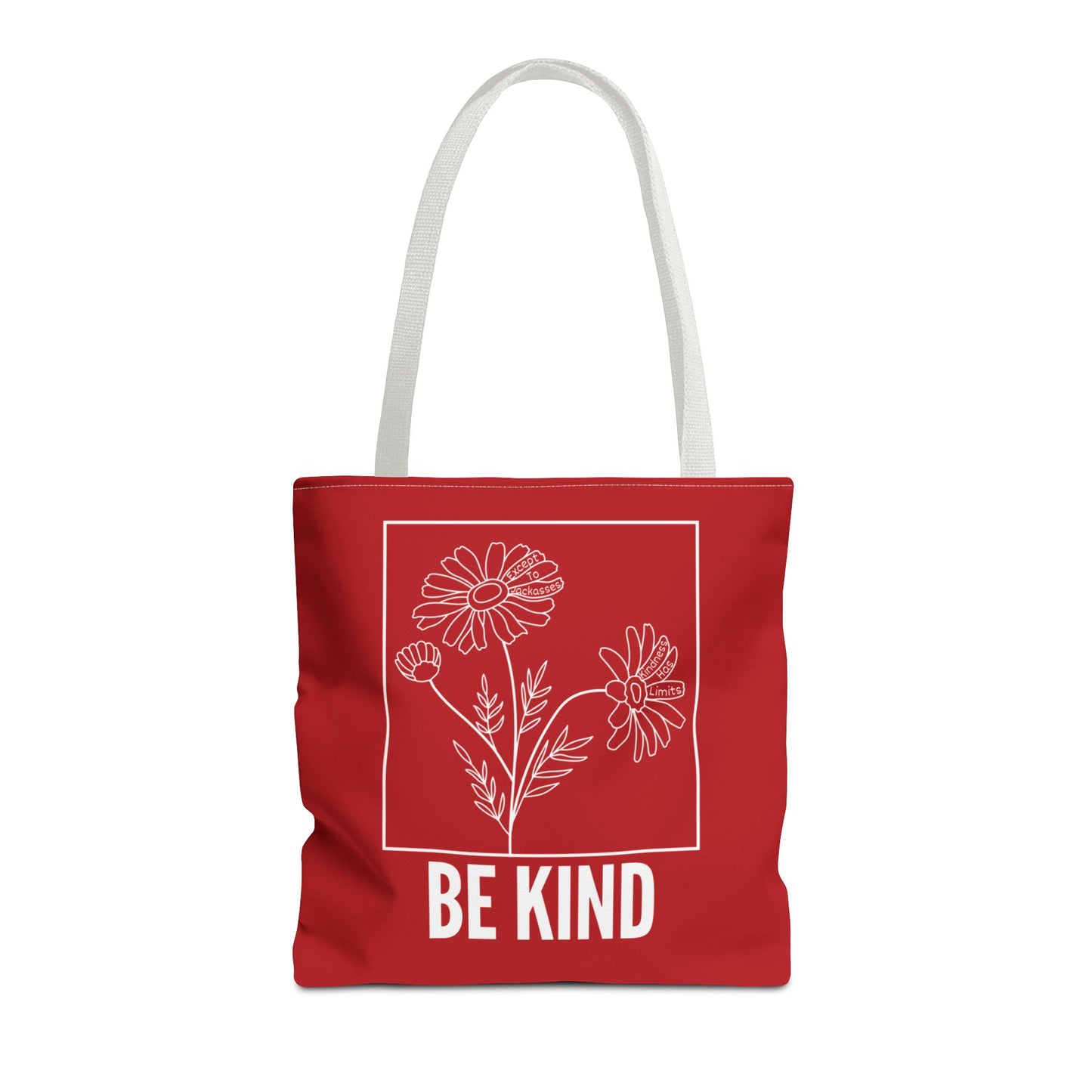 "Be Kind" Minimalist Floral Tote Bag – 3 Sizes - Red