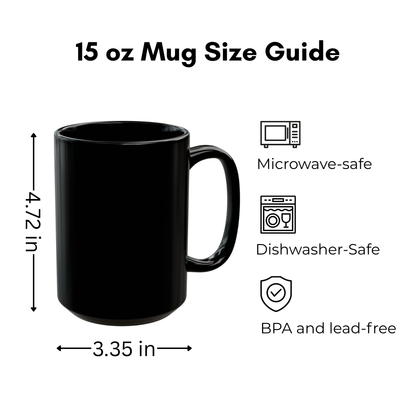 "Not My Fault!" Angry Bear – Black Ceramic Mug (15oz)
